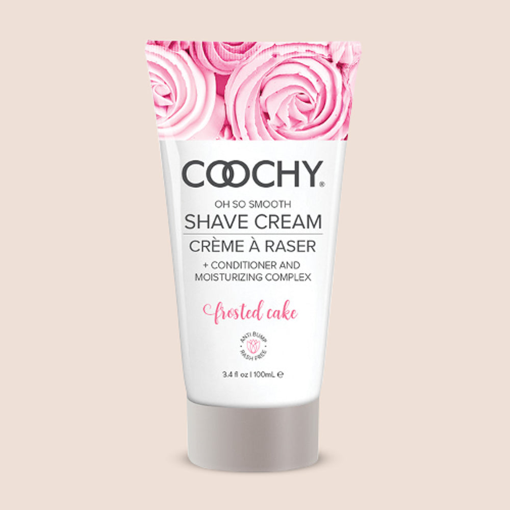 Coochy Shave Cream Frosted Cake 3.4 fl oz bottle, moisturizing bikini and body shaving cream