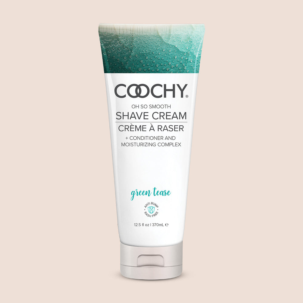 Coochy Shave Cream Green Tease 12.5 fl oz bottle, moisturizing bikini and body shaving cream