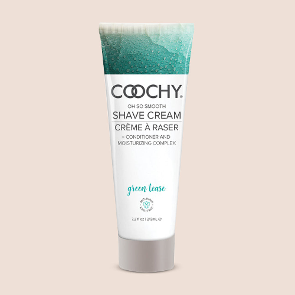Coochy Shave Cream Green Tease 7.2 fl oz bottle, moisturizing bikini and body shaving cream