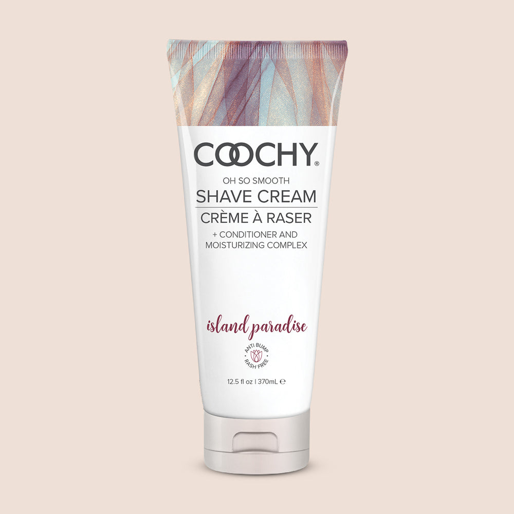 Coochy Shave Cream Island Paradise 12.5 fl oz bottle, moisturizing bikini and body shaving cream