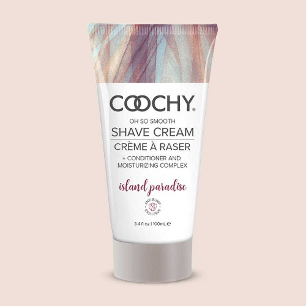 Coochy Shave Cream Island Paradise 3.4 fl oz bottle, moisturizing bikini and body shaving cream