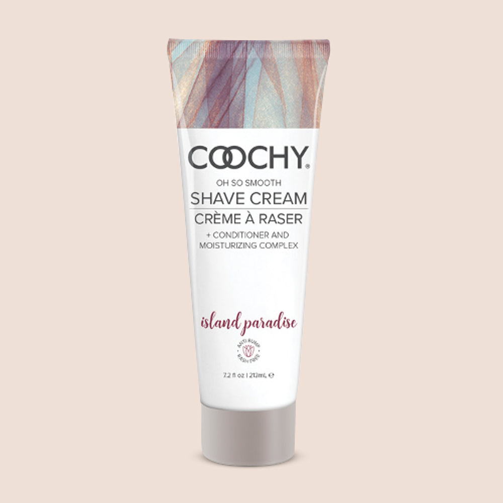 Coochy Shave Cream Island Paradise 7.2 fl oz bottle, moisturizing bikini and body shaving cream