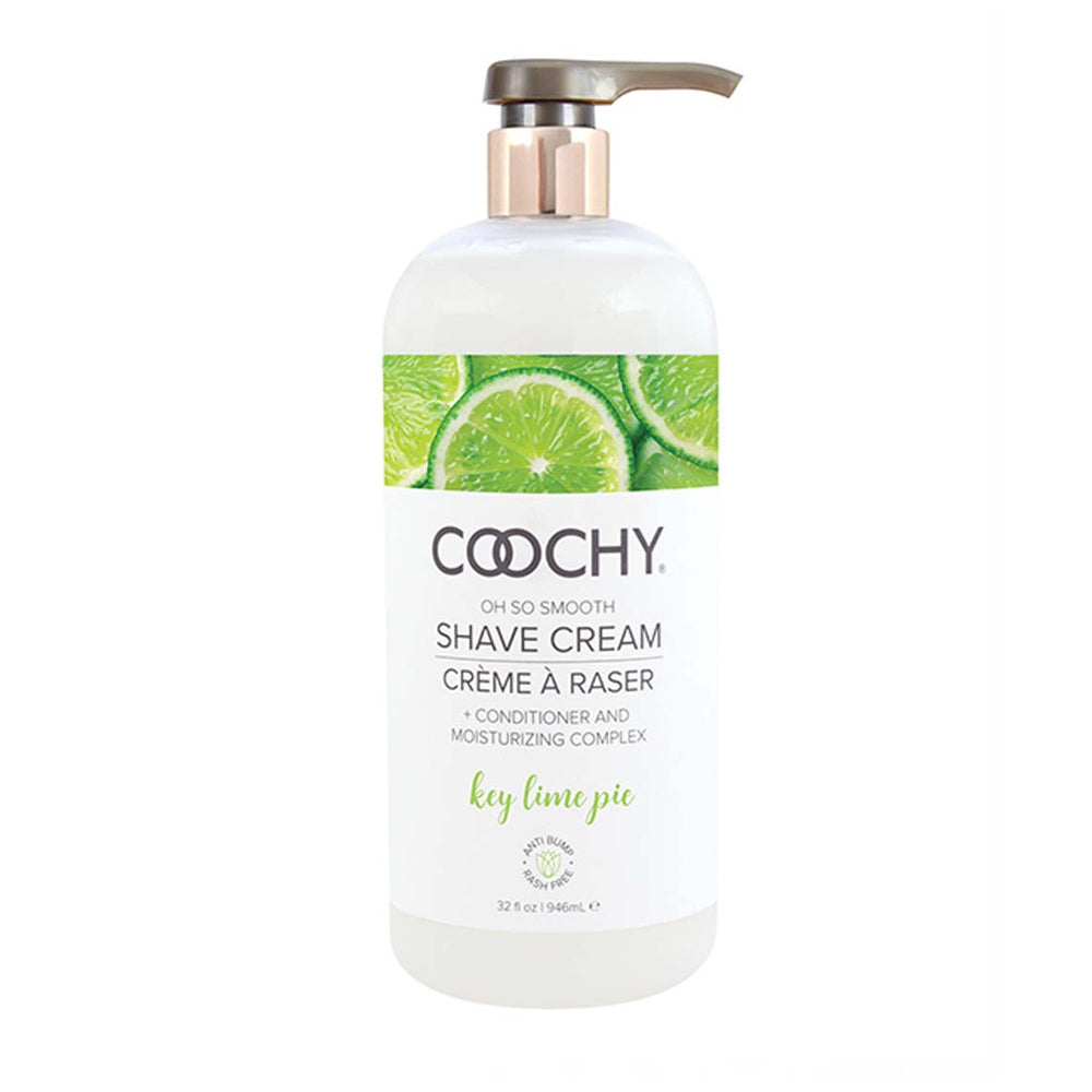 Coochy Shave Cream Key Lime Pie 32 fl oz pump bottle, moisturizing shaving cream