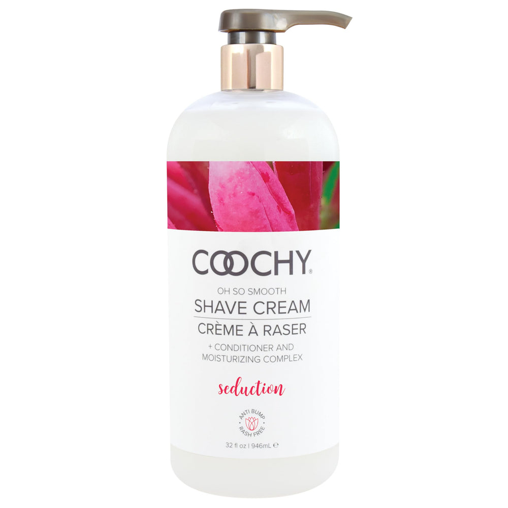 Coochy Shave Cream Seduction 32 fl oz pump bottle, moisturizing shaving cream