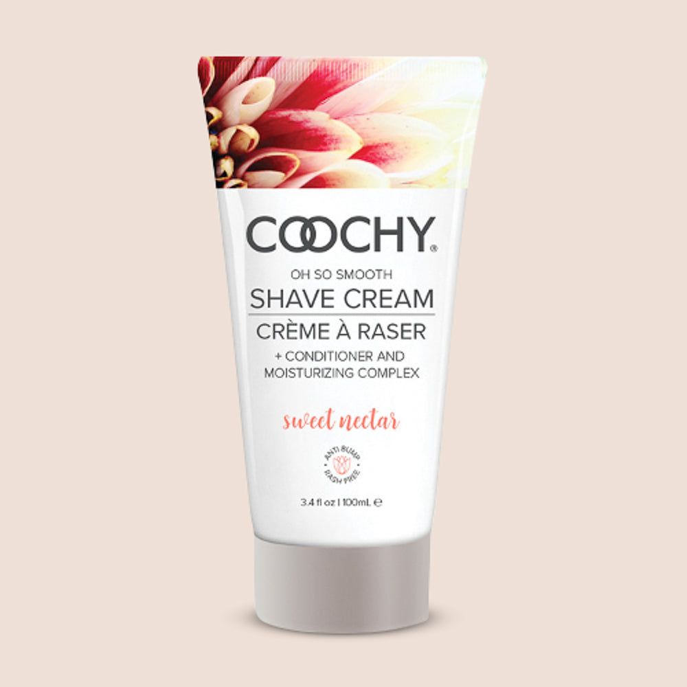 Coochy Shave Cream Sweet Nectar 3.4 fl oz bottle, moisturizing bikini and body shaving cream
