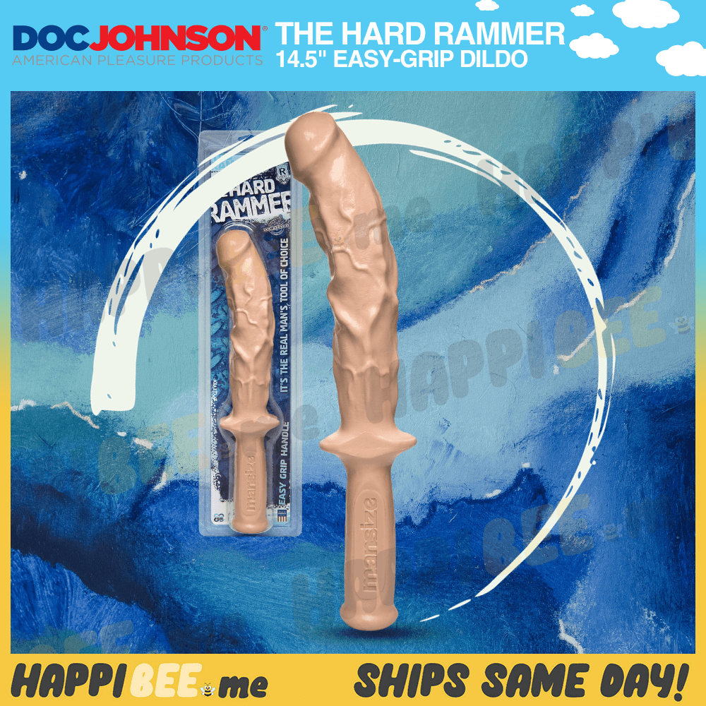 Doc Johnson The Hard Rammer Dildo • Easy-Grip Wand 14.5" - Happibee