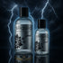 Sliquid Spark bottles against a blue lightning background