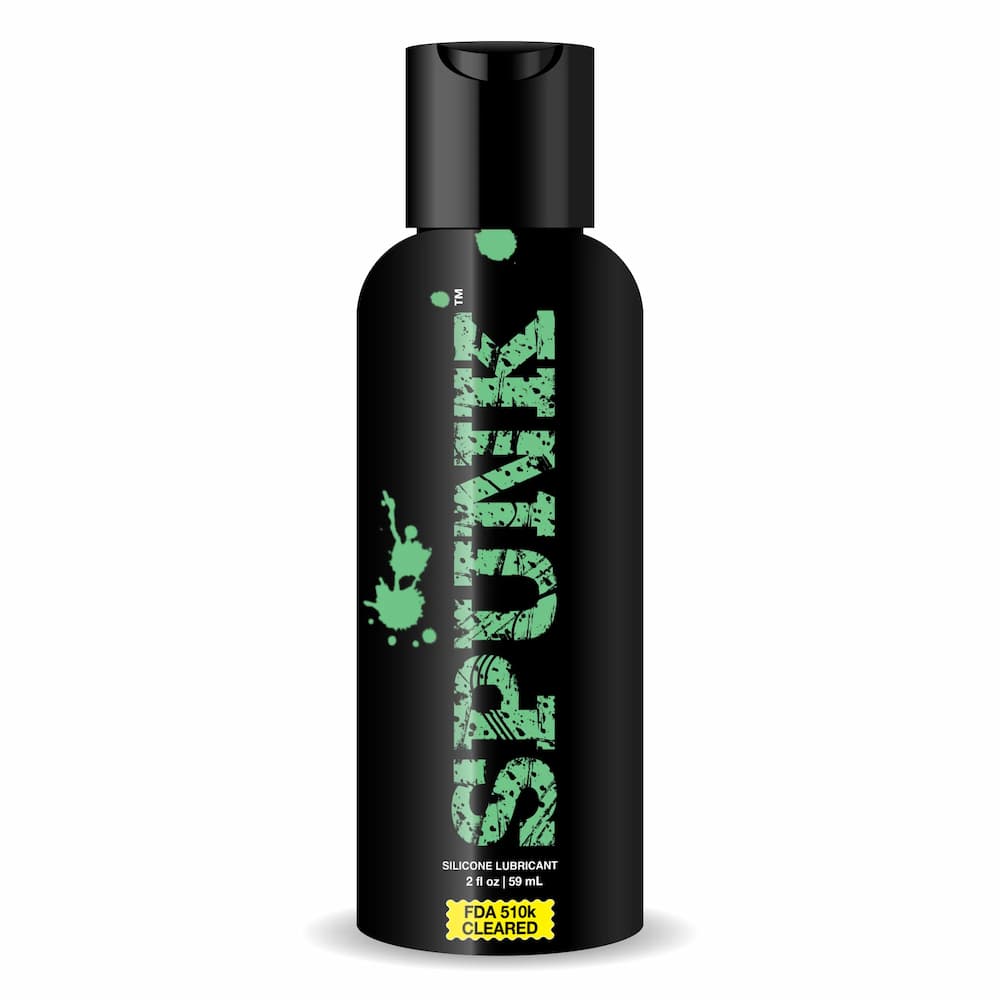 SPUNK Pure Silicone 2 oz black bottle, front label