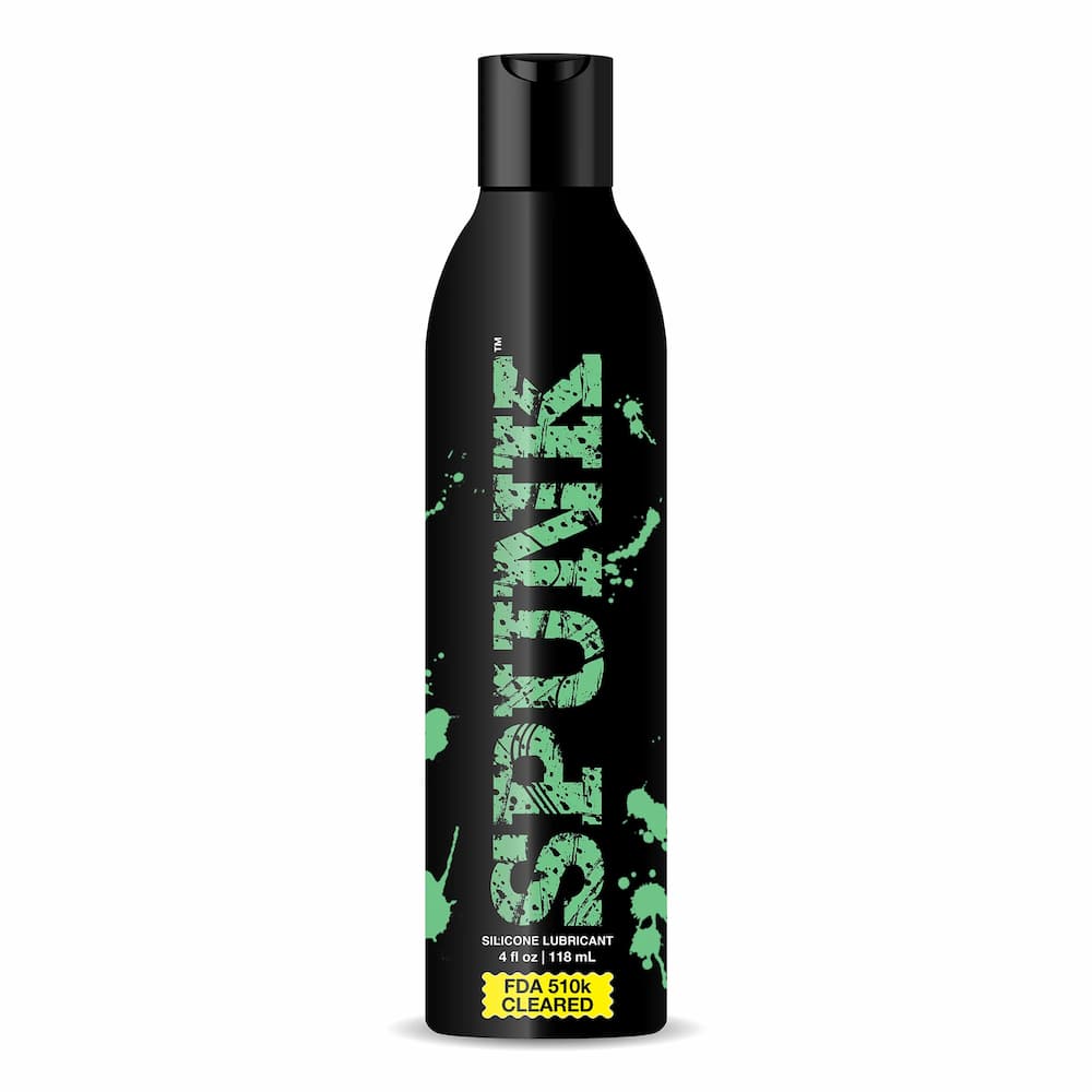 SPUNK Pure Silicone 4 oz black bottle, front label