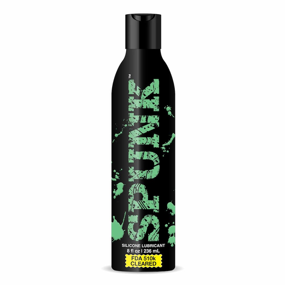 SPUNK Pure Silicone 8 oz black bottle, front label