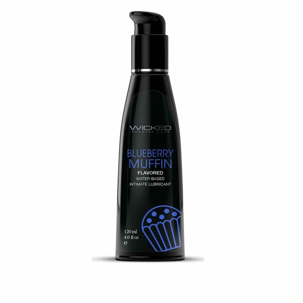 Wicked Blueberry Muffin flavored water-based lubricant, 4 fl oz pump bottle