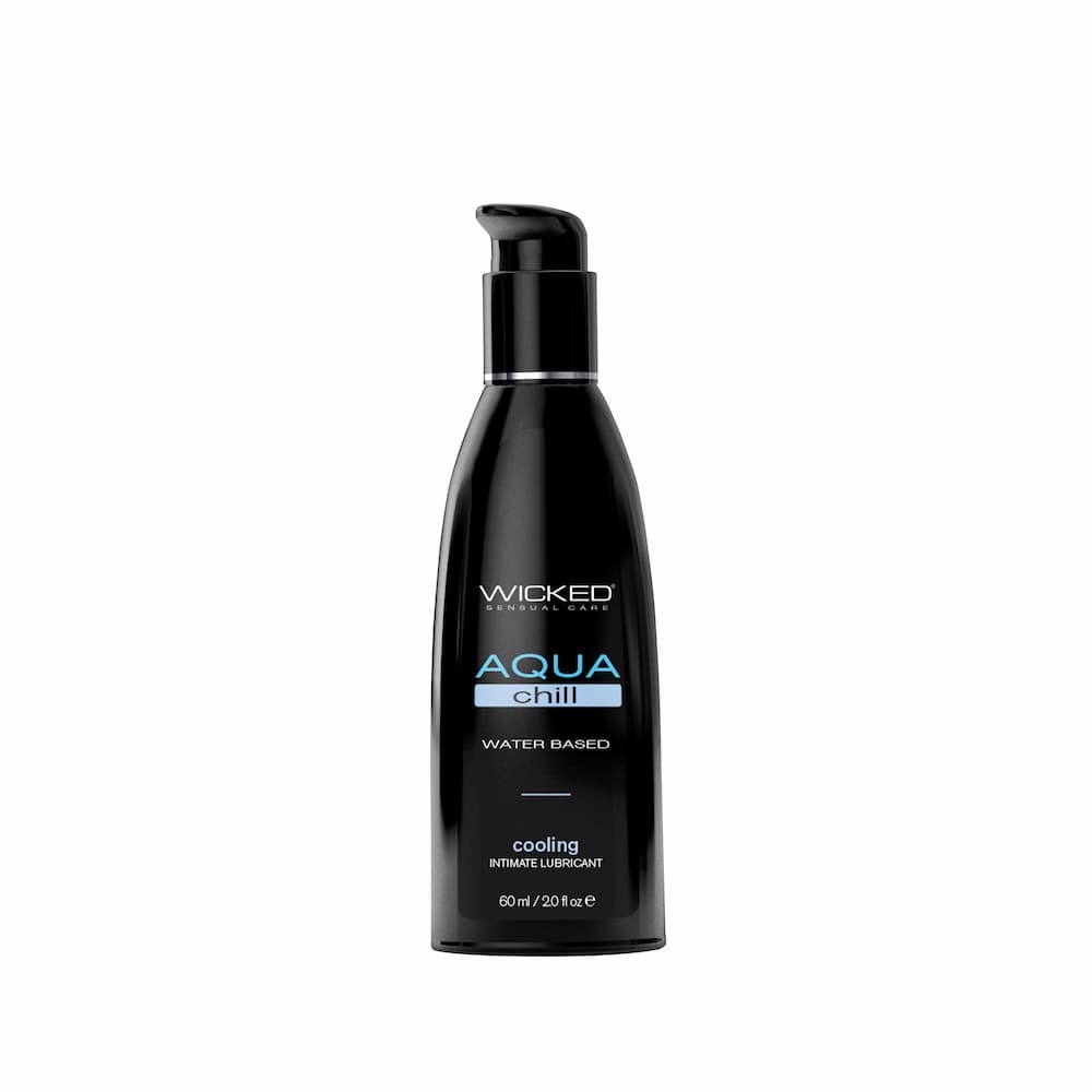 Wicked Aqua Chill water-based cooling lubricant, 2 oz pump bottle on white