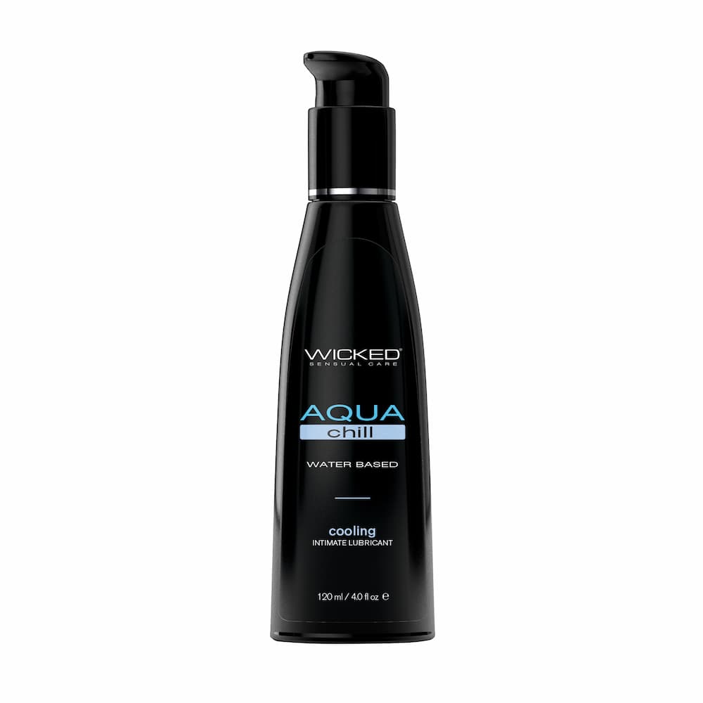 Wicked Aqua Chill water-based cooling lubricant, 4 oz pump bottle on white
