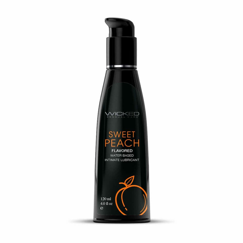 Wicked Sweet Peach flavored water-based lubricant, 4 fl oz pump bottle