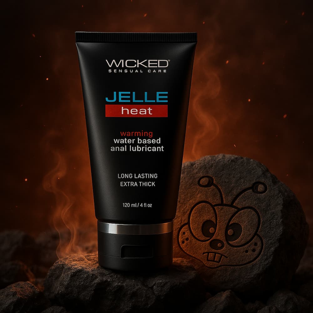 Wicked Jelle Heat tube on dark rocks with a smiling bee illustration