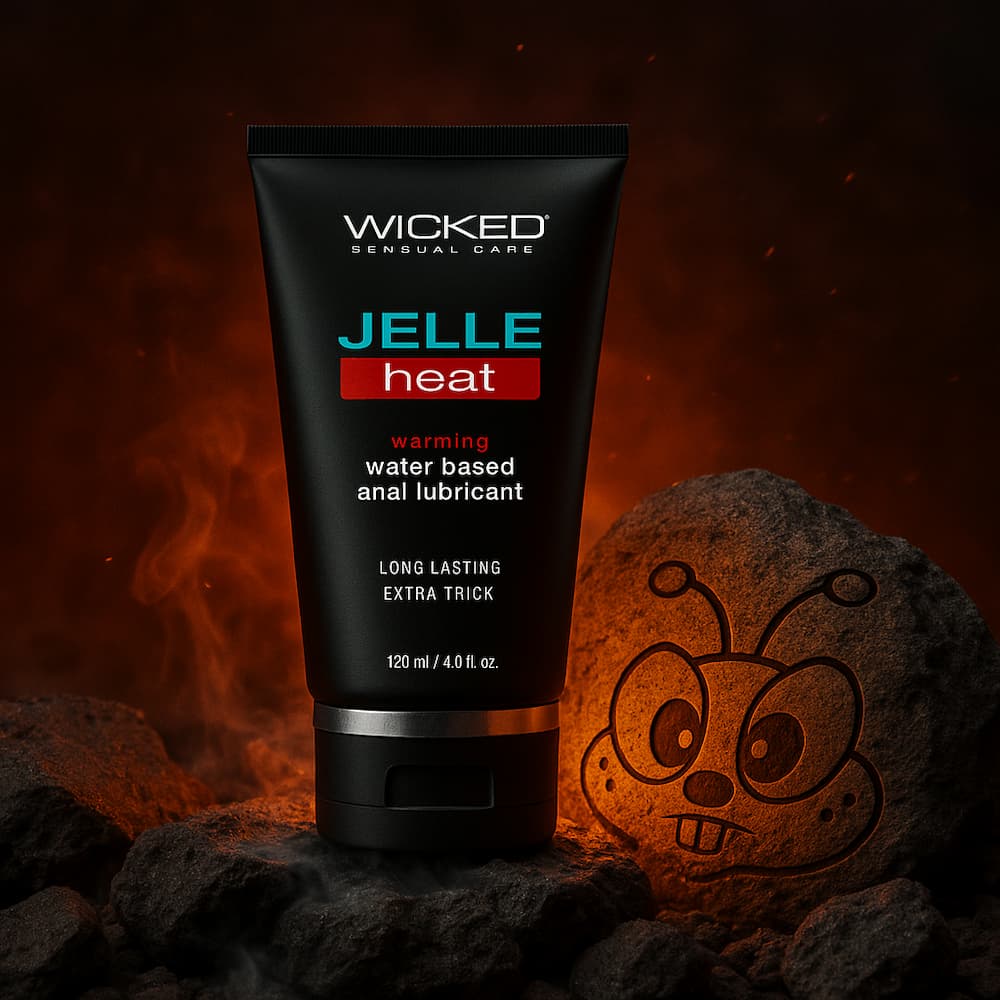 Wicked Jelle Heat tube beside a bee-marked rock in a fiery scene