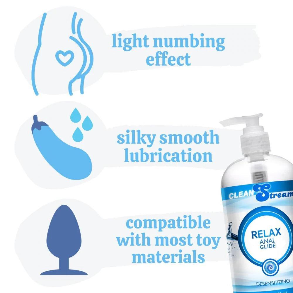 CleanStream Relax Anal Lubricant Numbing Water-Based Glide with Clove Oil Happibee CleanStream Relax Anal Lubricant Numbing Water-Based Glide with Clove Oil Happibee