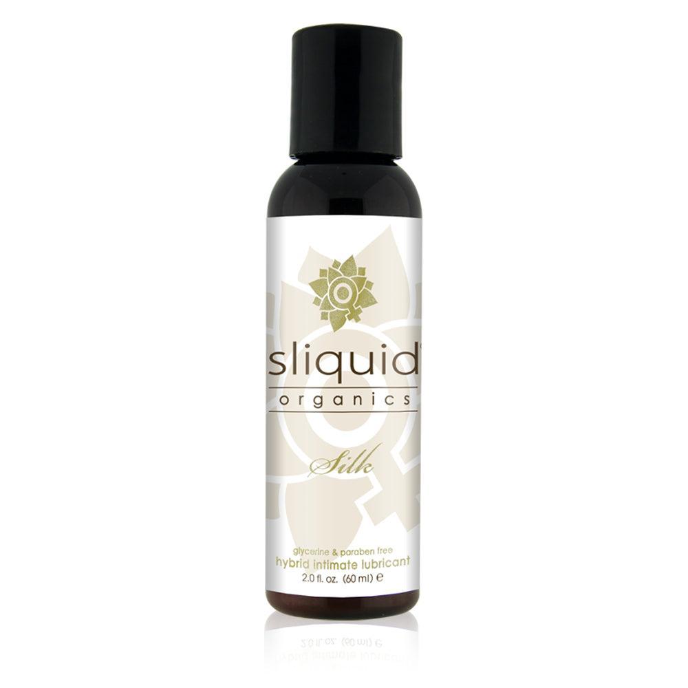 Sliquid Organics Silk hybrid lubricant 2 oz bottle, front label
