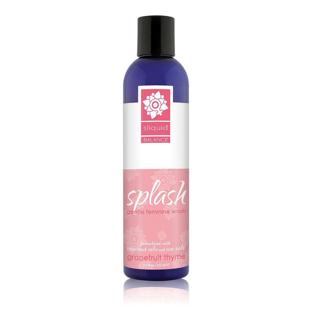 Sliquid Splash Grapefruit Thyme in blue bottle packaging