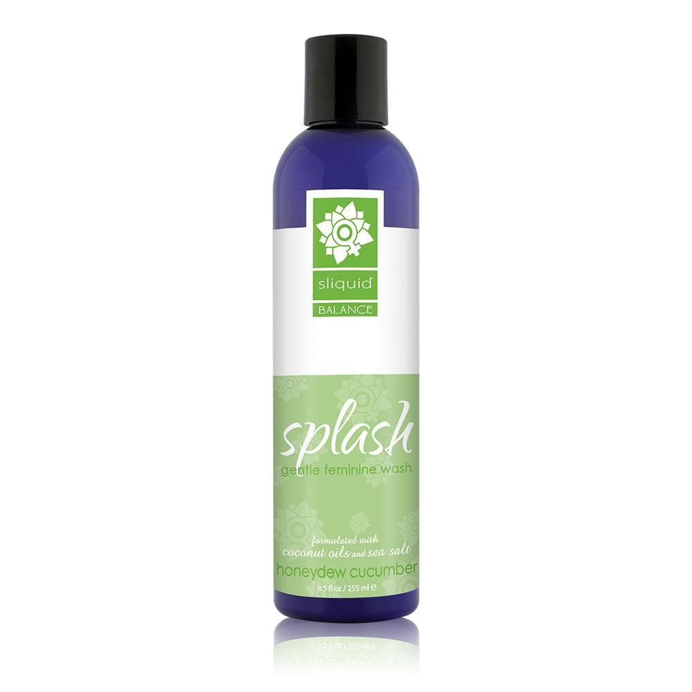 Sliquid Splash Honeydew Cucumber in blue bottle packaging