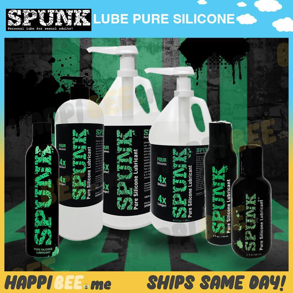 SPUNK Pure Silicone bottle and jug sizes in a Happibee promotional graphic