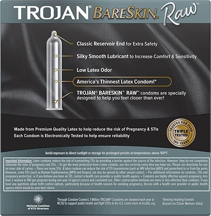 Trojan Bareskin Raw (Ultra Thin) • Latex Condom