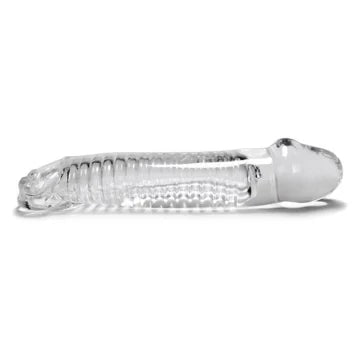 Transparent MUSCLE cocksheath showing its inner chamber and integrated base.